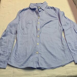 Banana Republic Women's Blue The Perfect Shirt Non-Iron Fitted Button-Up Top 0P